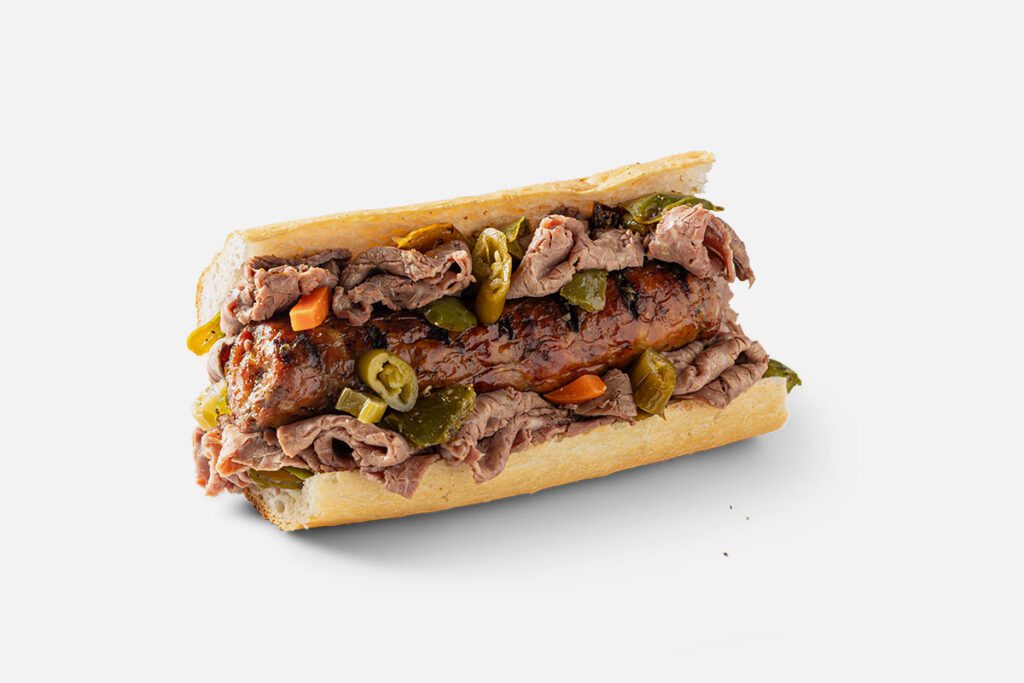 Italian Beef and Italian Sausage Combination (Combo) sandwich